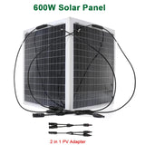 300W/600W 18V Flexible Monocrystalline Solar Panel with 60A Controller - Complete Kit for Outdoor, Phone, RV, Car, Boat, Camping.