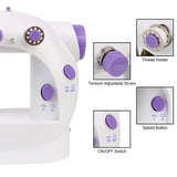Mini Portable Sewing Machine Foot Pedal Straight Line Hand Table Two Thread Kit Electric Household Night Light 220V