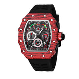 PINTIME 2023 Hot Men's Watch Fashion Marbling Case Leather Strap Quartz Watches Sport Waterproof Chronograph Wristwatch Relogio