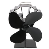 Log Wood Burner Eco Fan for Quiet Home Fireplace Efficient Heat Distribution 4 Blades Heat-powered Stove Fan Black Fireplace Fan