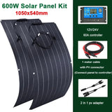 300W/600W Flexible Monocrystalline Solar Panel Kit - 18V Power Charger for Outdoor Camping, Yacht, Motorhome, Car, RV, Boat