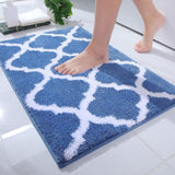 (blue and white) Soft Absorbent Microfiber Bath Rug, Non-slip Plush Shower Rug, Machine Washable And Dry, Shower Mat, 40cmx60cm, Gray