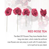 25Pcs Real Looking Bury Roses with Stems for DIY Wedding Bouquets Red Bridal Shower