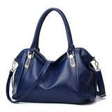 (Royal blue) Women Handbag Large Capacity Soft Pu Leather Shoulder Handle Crossbody Bag White