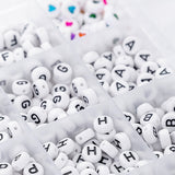 Acrylic Beads Set A-Z White Flat Round Black Letter English Alphabet DIY Jewelry Bracelets Necklace Making