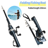 23cm Folding Rod with Spinning Reel Built-in Ergonomic Handle Portable Telescc Pole Outdoor Fishing Accesory