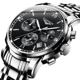 GUANQIN Brand Quartz Stainless steel Men's watches Sapphire mirror Waterproof Luminous Watch For Men Sport Luxury Chronograph