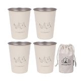 4Pcs 350ml Camping Beer with Bag Coffee Milk Tumblers 304 Stainless Steel Portable Water Cup for Outdoor Barbecue