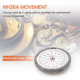 JAPAN NH36/NH36A Automatic Movement for Seiko Date Week Band Luminous Dial 3 O'Clock Crown Watch Replacement Parts