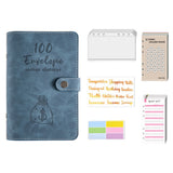 100 Envelopes Money Saving Challenge Budget Binder PU Leather Cover with Cash Envelope PVC Pocket Zipper/Budget Cards stickers