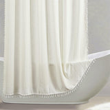 (White) Country House Bathroom Decoration Stripes Minimalist Bohemian Unique Texture Linen, 180 X 180 Cm Gray Green