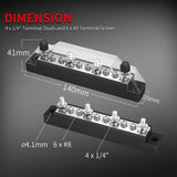 Positive Negative Bar Battery Power 12V Distribution 4 M6 Car Block Studs 6 X M4 Terminal Bus for Boat