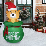 Christmas 1.5M Iatable LED Light Decorations Halloween Air Blown Bear With Gift Bag Outdoor Home Decor Supplies
