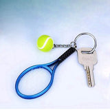 12 Pcs Key Racket Mini Fashionable Tennis Ball Split Ring Keychain For Sport Lovers Team