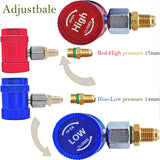 Freon R1234Yuto Car Quick Coupler Connector Brass Adapters Air Conditioning Refrigerant Adjustable AC Manifold Gauge