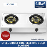 Household Strong Fire Stainless Steel Double Gas Stove - Desktop for Kitchen