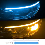 2Pcs Flexible LED Scan Turn Signal Strip 12V wing Daytime Running Light Auto Headlight White Blue Red