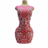 Hot selling temperament, socialite, internet celebrity evening gown, tight fitting buttocks, sexy crystal pattern, luxurious short skirt