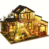 1pc DIY Miniature Dollhouse Kit, Miniature House Kit, Great Handmade Craft Gift For Birthday Valentine's Day, Traditional Courtyard House Decor