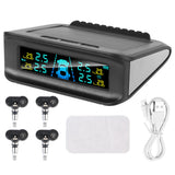Tire Pressure Monitoring System Wireless Solar Power 4 Sensors Car TPMS Safety Alarm Digital Display Tyre Tester Accessories