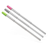 3PCS Telescoping Collapsible Straw Travel Work Out Stainless Steel Key Chain