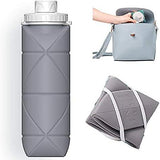 (grey) Specially Designed Foldable Water Bottle Leakproof Valve Reusable Bpa Free Silicone Foldable Travel Water Bottle For Gym Camping Hiking Travel Sports