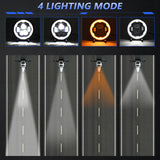 7 Inch Motorcycle Round LED Headlight with Housing Bucket, High/Low Beam, Turn Signal, DRL Angle Eyes