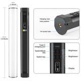 Portable 32cm/12.6in RGB Stick Magnetic LED Tube Wand 10W Photography Fill Light 2500K-9000K Dimmable