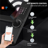 Wafu with 120° Wide-angle Camera and Smart Doorbell Keyless Entry Handle Aluminum Alloy Biometric Door Lock
