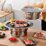 13-Inch Korean BBQ Multifunctional Charcoal Barbecue Round Camping Stove Tabletop Grill with Grilled Net