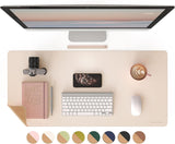 (apricot) Reversible Desk Pad Natural Cork Pu Leather Large Mouse Pad For Office Home Work 1 Piece (cork - Beige, 90x45cm)