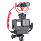 V2 Vlog Action Camera Case GoPro Hero 7 6 5 Black with Cold Shoe Mount for External Microphone+Pro 3.5mm Mic Adapter