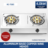 Household Strong Fire Stainless Steel Double Gas Stove - Desktop for Kitchen