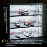 (E) 1/64 Diorama Three-story Car Garage Model Parking Lot LED Lighting Scene Model