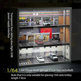 (F) 1/64 Diorama Three-story Car Garage Model Parking Lot LED Lighting Scene Model