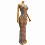 2024 best-selling new with rhinestone pattern, ethnic style, luxurious and niche evening party atmosphere, formal dress