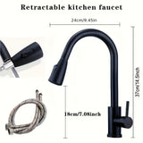 1pc Kitchen Faucet Stainless Steel With Pull Down Sprayer Brushed Nickel Commercial Modern