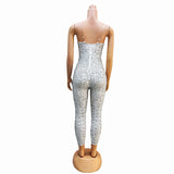 Hot selling female singer host stage dress, tight and sexy camisole wrapped chest jumpsuit