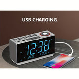 1pc Alarm Clock With FM Radio, USB Charging, 4.57cm Ice Blue LED Display, Night Light, Dual Alarm, Snooze, Dimmer Control, Bedside Office Electronic Clock ITOMA CKS508-EU