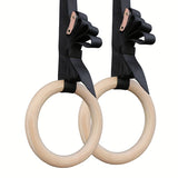 1pair Sports Wood Gymnastic Rings With Adjustable Buckle Straps - Non-slip Grip Handle/Non-slip Belt For Strength Training