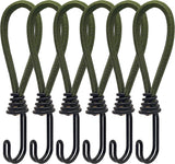 Pack Of 6 Rubber Tensioners With Spiral Hooks, 6 Pieces (army Green).
