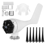 Mini Wind Turbines Generator 6 Blade 200W Power Supplies Three Phase Alternator(Black 24V)
