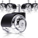 Office Chair Castors (set Of 5) With 11 Mm X 22 Mm Handle, Suitable For All Floors Or Carpets - Rolls Quietly