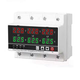 3 Phase Adjustable over and Under Voltage Protector Voltmeter Ammeter Monitor 3P4W Din Rail Current Limit Protection 63A