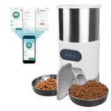 Voice Recorder Control 4.5L Cat Dog Food Automatic Dispenser Stainless Steel Bowl Recording Timing Feeding Smart Pet Feeder