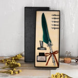 English Calligrap Feather Vintage Advertising ink Dip Water Metal Fountain Pen Set Birthday Gift Box 5 Nibs