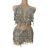 Hanging Neck Mesh Elastic Super Shiny Diamond Short Skirt Performance Latin Dance Competition Practice Party Dress