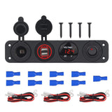 DIY 4 Hole Panel 4.2A Dual Usb Charger Cigarette Lighter Switch VoltMeter 60CM Cable for Car Boat Trailer Vehicles Truck Yacht
