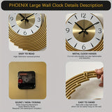 1pc, Large Metal Wall Clock, Silent Non-Tick Battery Powered Quartz Wall Clock For Living Room Decor, Modern Creative Personality Gold Wall Clock For Bedroom Dining Room Study Decor
