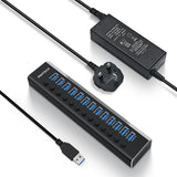 Hub Aluminum 13/16 Port USB 3.0 Splitter 5Gbps Data Transfer with Individual On/Off Switches for PC Laptop